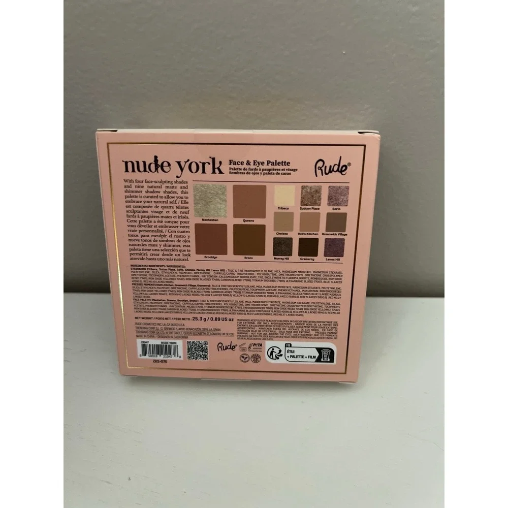 RUDE Nude York Time Square Face and Eye Palette NIB